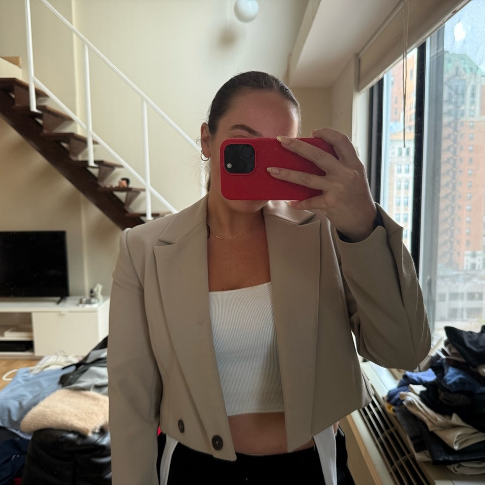 Zara Cropped Beige Blazer